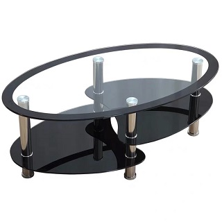Table Round mirrored modern fancy glass top coffee table 
