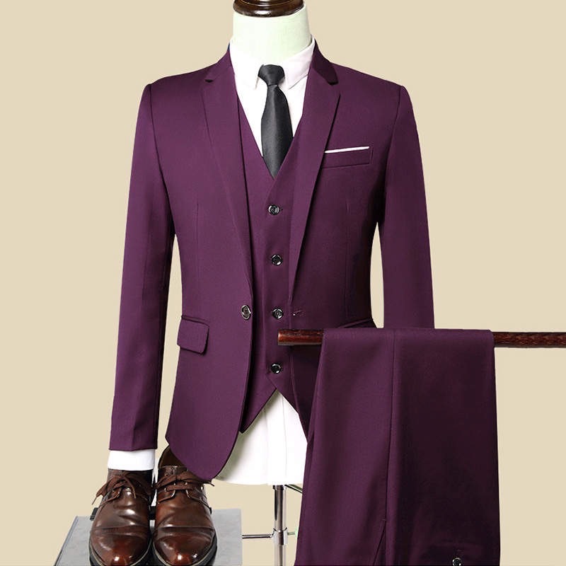 Suits Elegant  Slim Wedding 3 Piece Men Clothing 